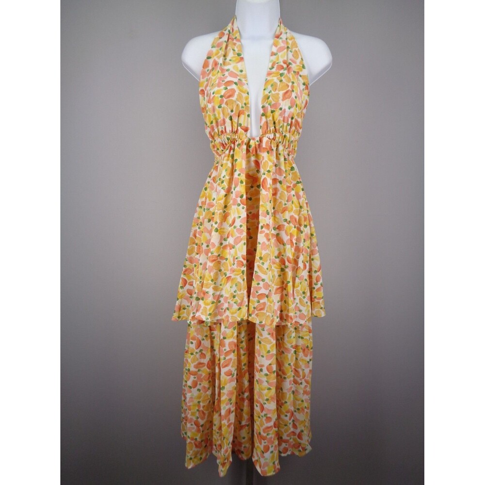 Hello Molly Floral Tiered Halter Maxi Dress Size XS (2) New